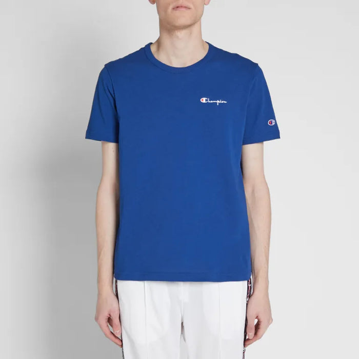 Champion Reverse Weave Small Script Logo T-Shirt Blue
