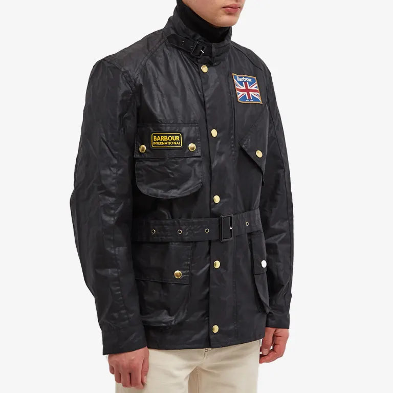 Barbour International Union Jack Wax Jacket Black
