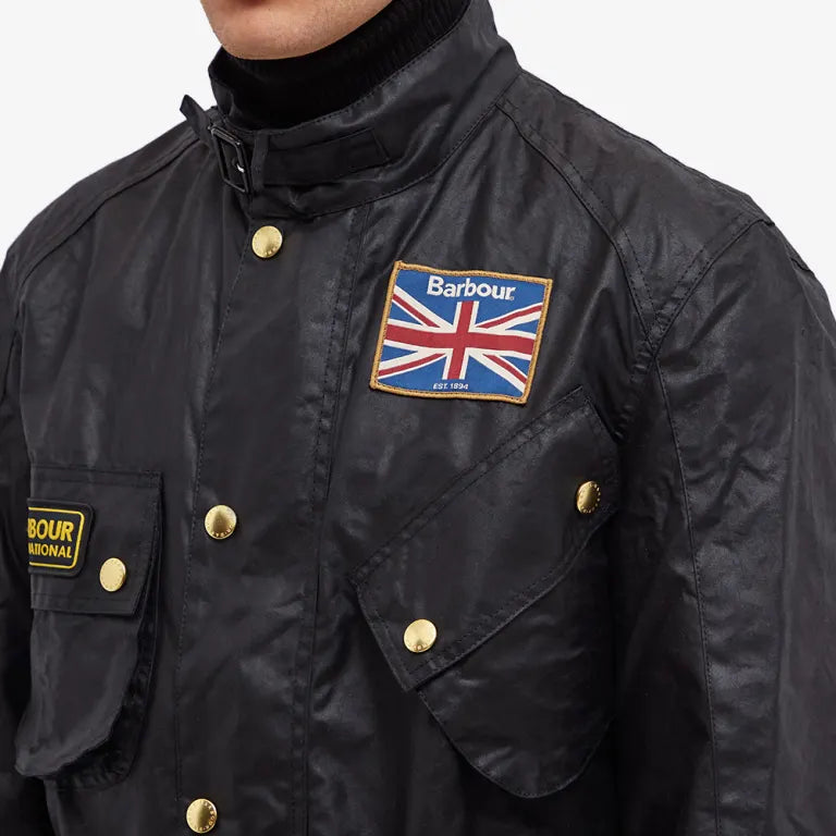 Barbour International Union Jack Wax Jacket Black
