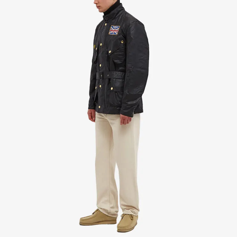 Barbour International Union Jack Wax Jacket Black