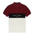 Fred Perry Embroidered Panel Polo Shirt In Burgundy In Red