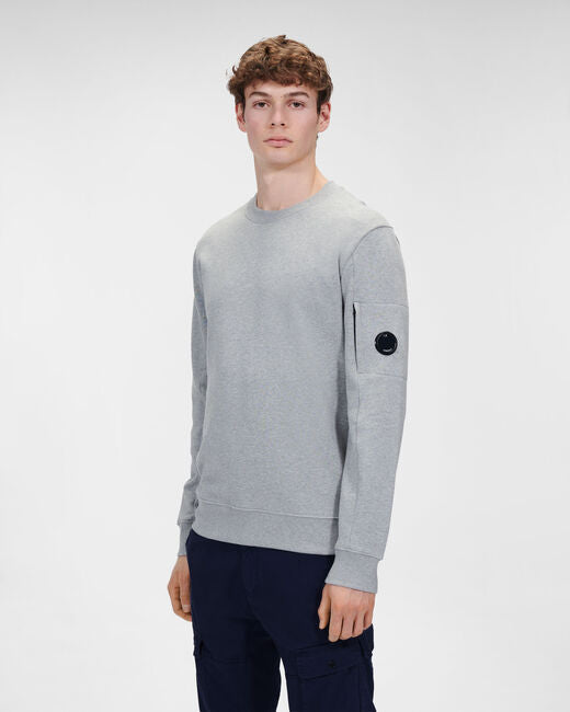 C.P. Company Diagonal Raised Fleece Crew Neck Sweatshirt Grey Melange