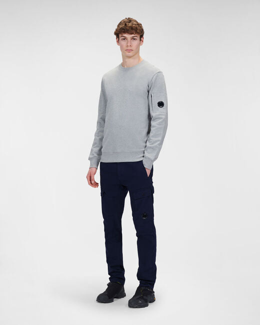 C.P. Company Diagonal Raised Fleece Crew Neck Sweatshirt Grey Melange