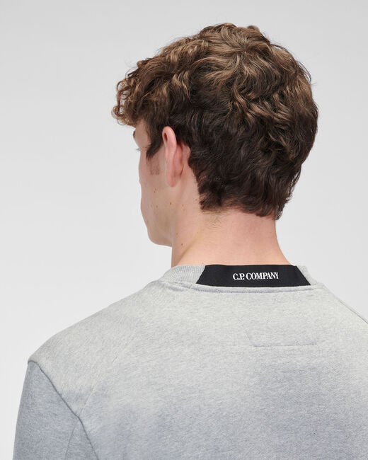 C.P. Company Diagonal Raised Fleece Crew Neck Sweatshirt Grey Melange