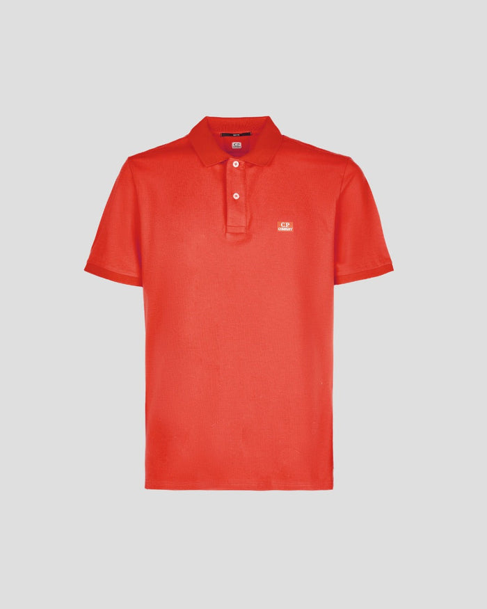 C.P. Company Stretch Pique Slim Fit Logo Polo Fiery Red