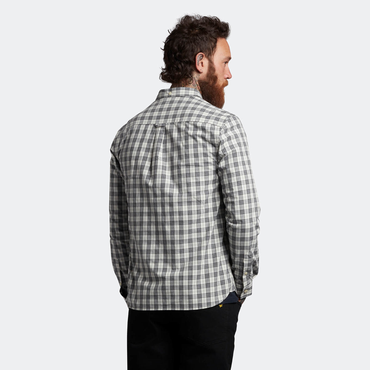 Lyle &amp; Scott Check Poplin Shirt Mid Grey Marl / Touchline White