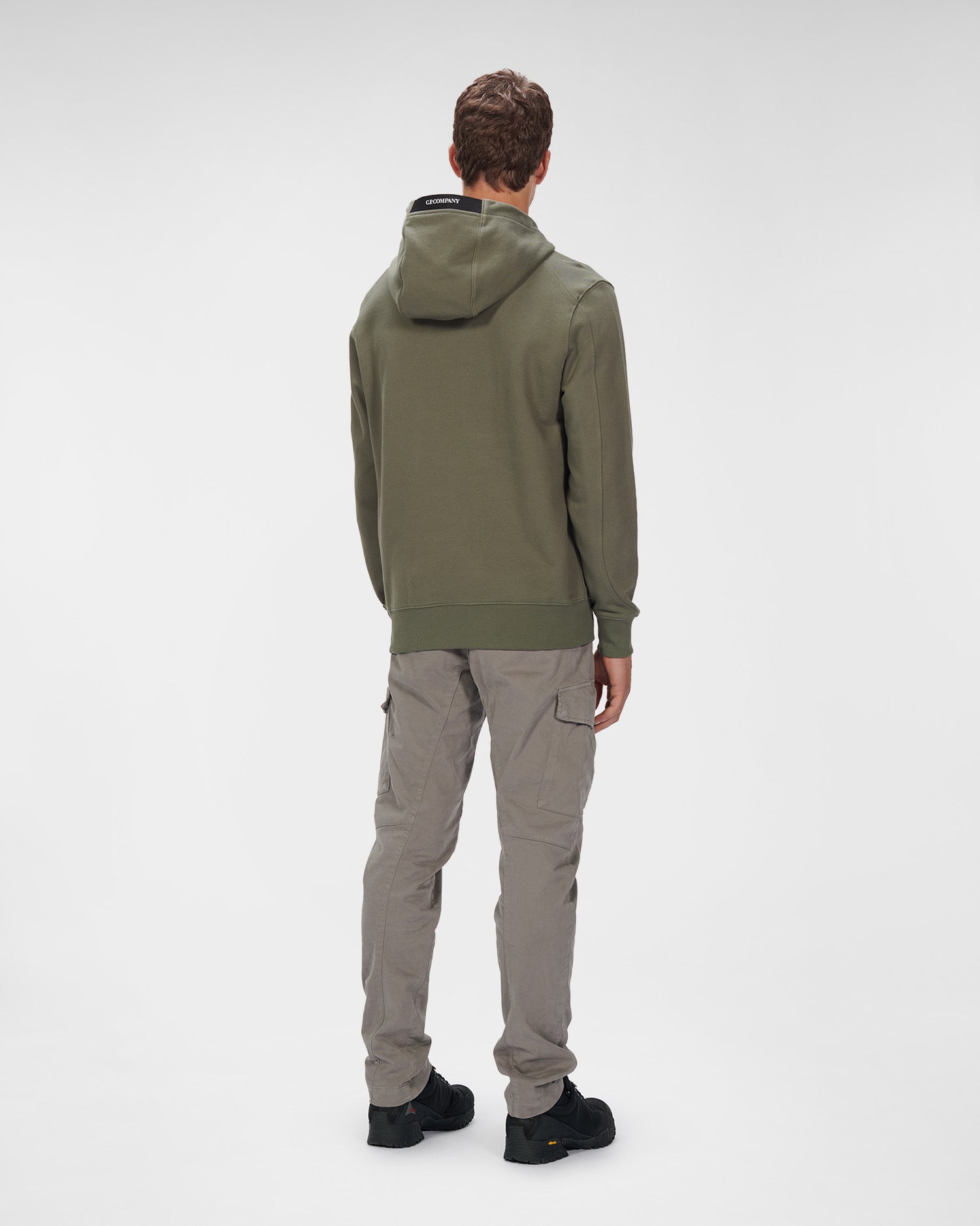C.P. Company Diagonal Raised Fleece Pullover Hoodie Thyme Green