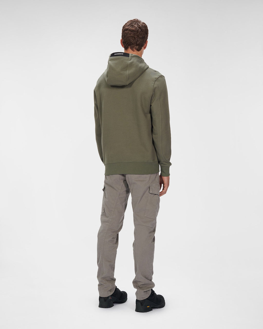 C.P. Company Diagonal Raised Fleece Pullover Hoodie Thyme Green