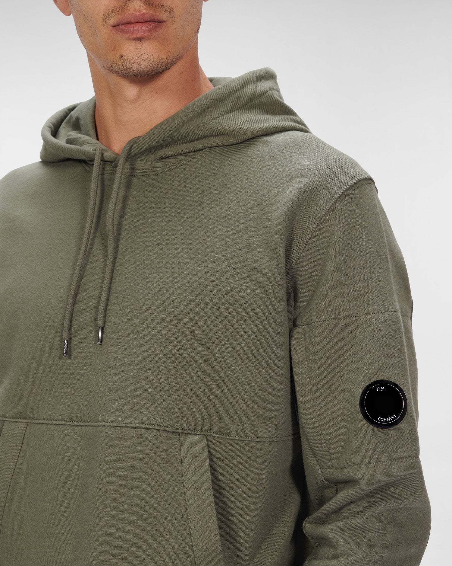C.P. Company Diagonal Raised Fleece Pullover Hoodie Thyme Green