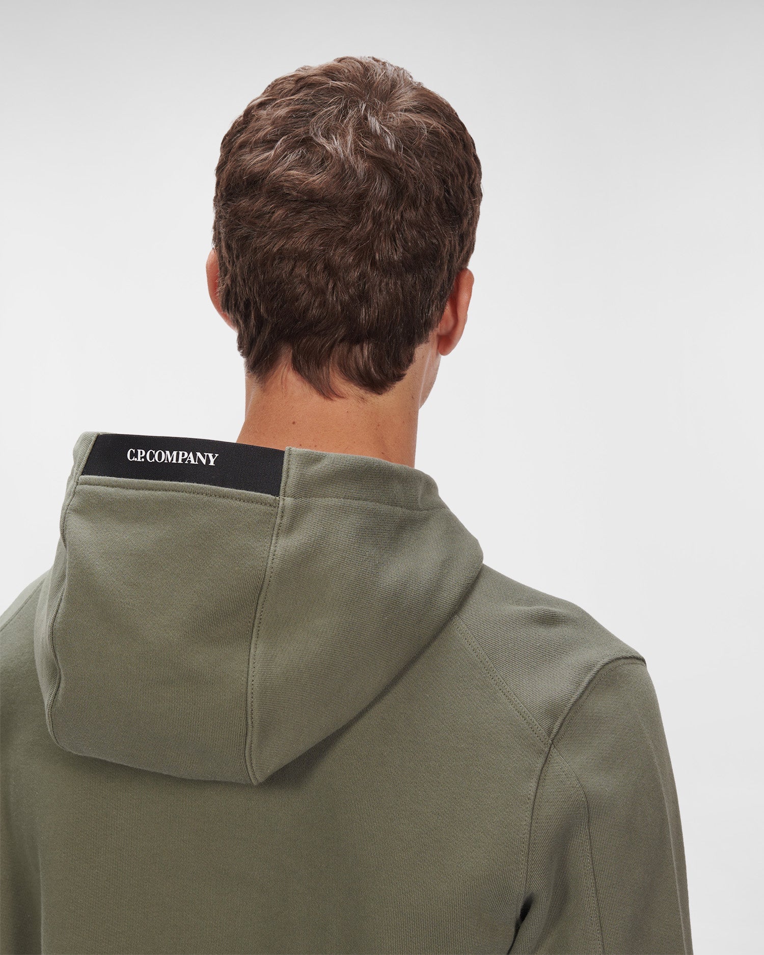 C.P. Company Diagonal Raised Fleece Pullover Hoodie Thyme Green