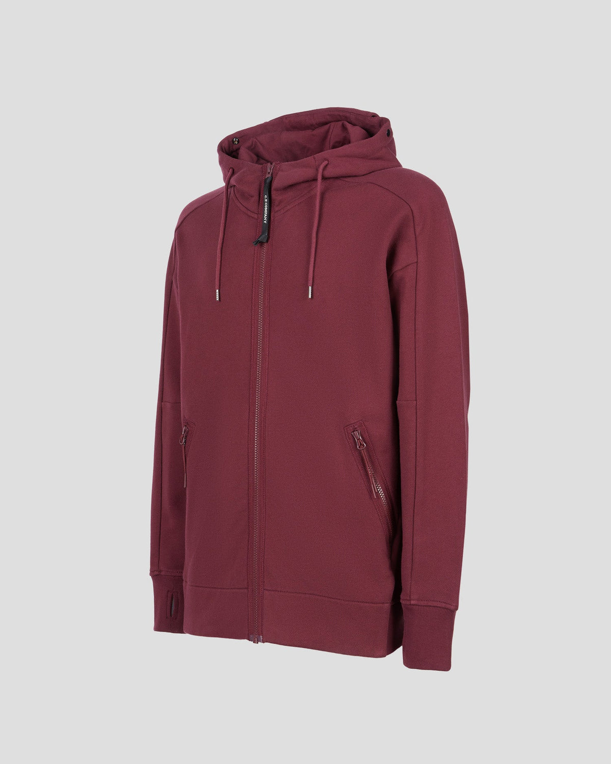 C.P. Company Diagonal Raised Fleece Goggle Hoodie Port Royal Red