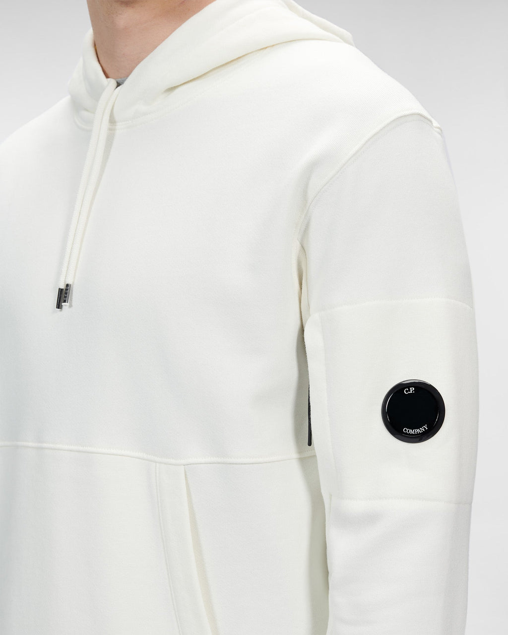 C.P. Company Diagonal Raised Fleece Pullover Hoodie Gauze White