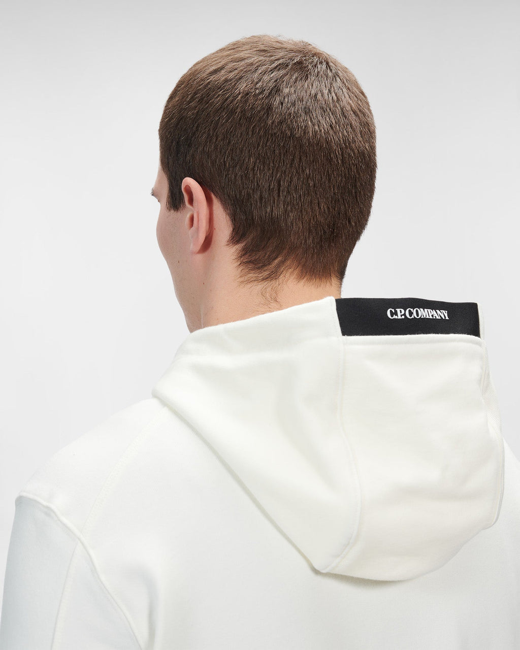 C.P. Company Diagonal Raised Fleece Pullover Hoodie Gauze White