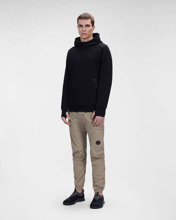 C.P. Company Diagonal Raised Fleece Goggle Hoodie Black