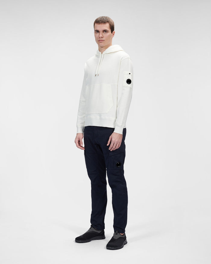 C.P. Company Cotton Fleece Hoodie Gauze White