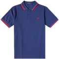 Fred Perry Slim Fit Twin Tipped Polo French Navy / Magenta / Cherry red