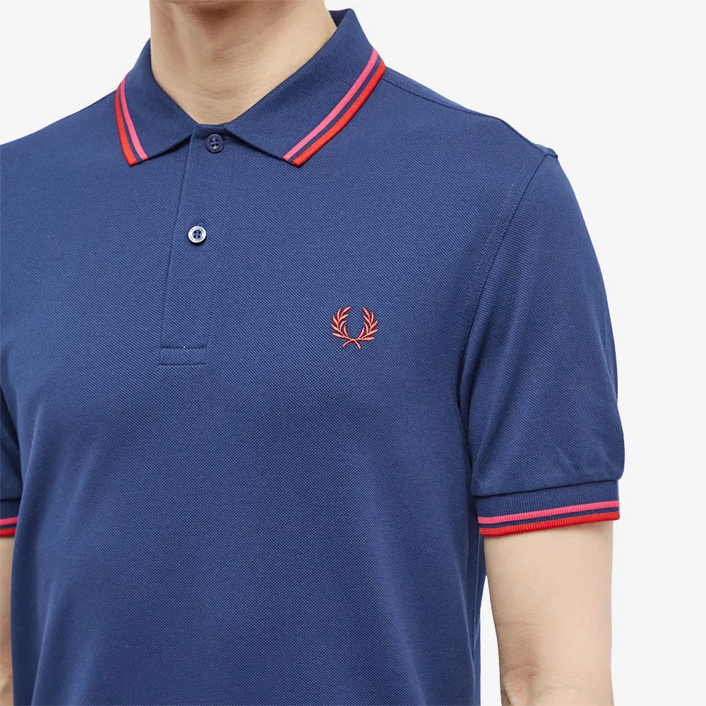 Fred Perry Slim Fit Twin Tipped Polo French Navy / Magenta / Cherry red