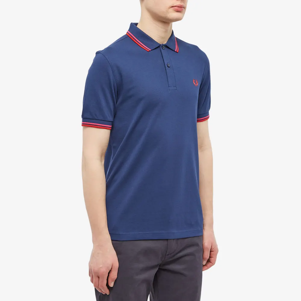 Fred Perry Slim Fit Twin Tipped Polo French Navy / Magenta / Cherry red