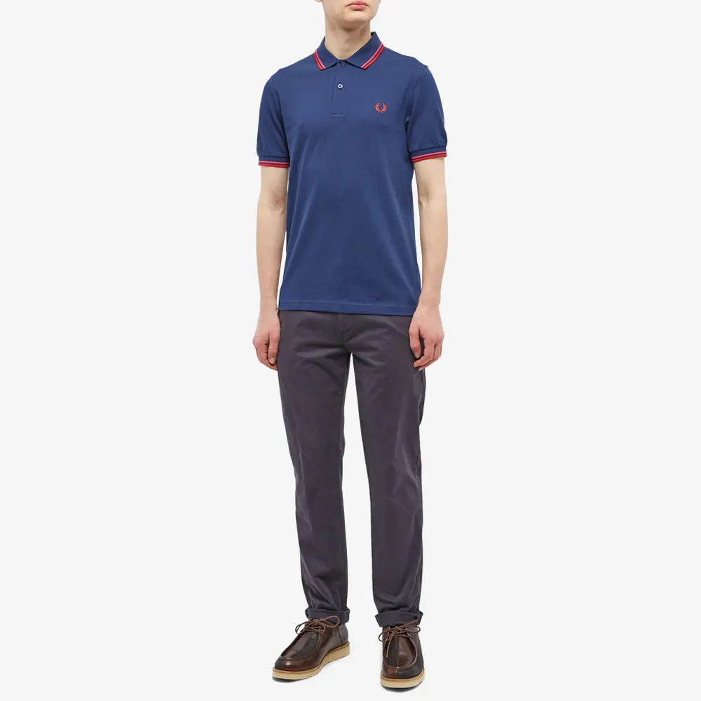 Fred Perry Slim Fit Twin Tipped Polo French Navy / Magenta / Cherry red