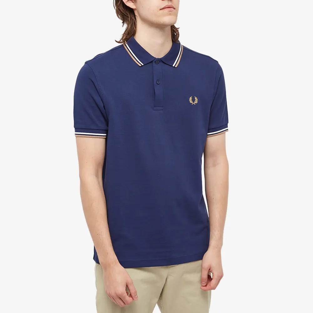 Fred Perry Slim Fit Twin Tipped Polo French Navy / Ecru / Warm Stone