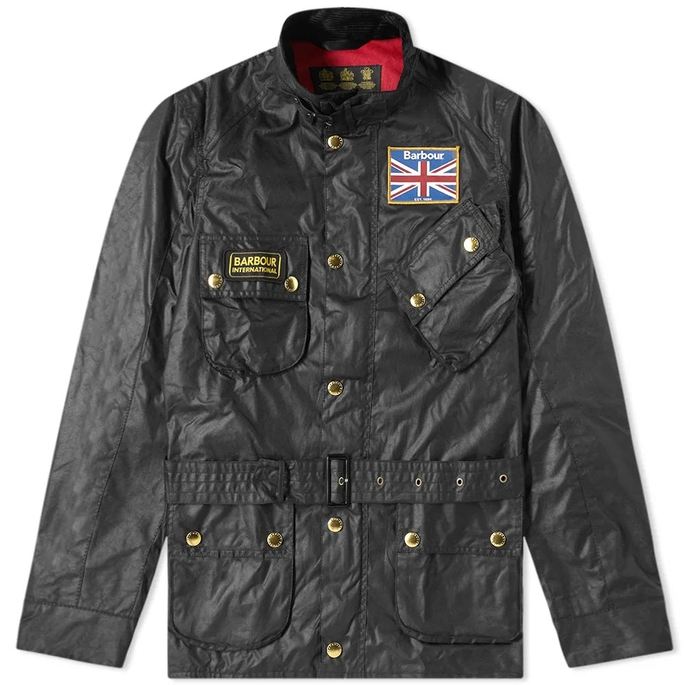 Barbour International Union Jack Wax Jacket Black
