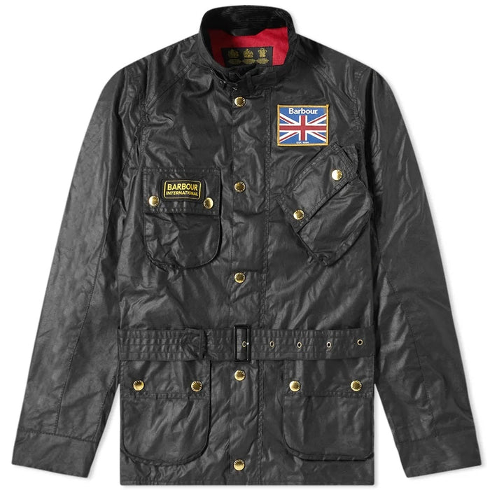 Barbour International Union Jack Wax Jacket Black