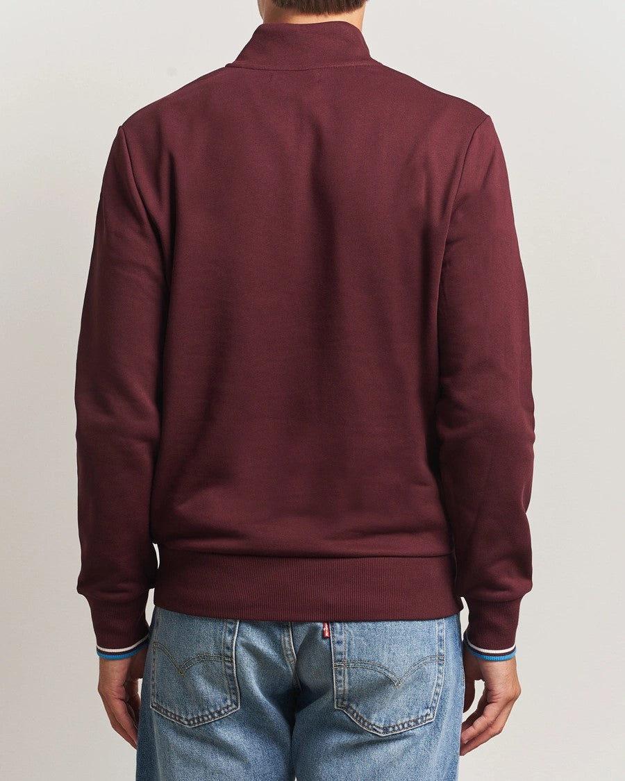 Fred Perry Half Zip Sweatshirt Oxblood / Ecru / Court Blue