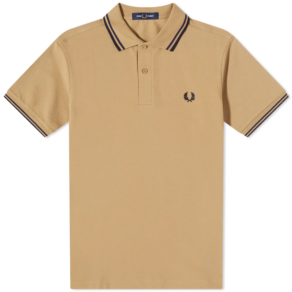 Fred Perry Slim Fit Twin Tipped Polo Warm Stone / French Navy / Navy