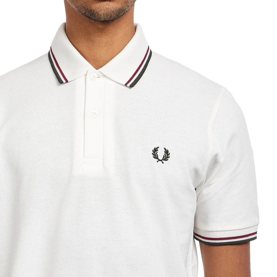 Fred Perry Reissues Original Twin Tipped Polo White / Burnt Red / Court Green