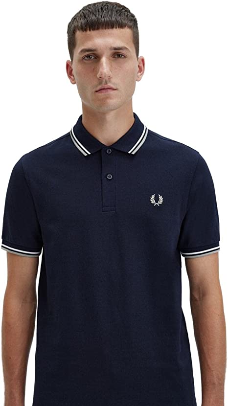 Fred Perry Slim Fit Twin Tipped Polo Navy/ Snow White / Mar Grass