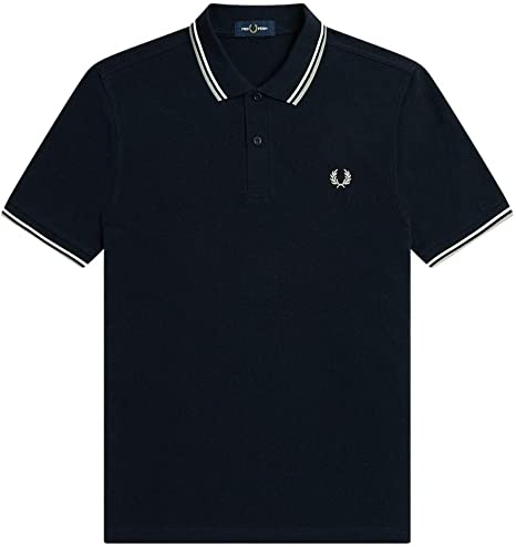 Fred Perry Slim Fit Twin Tipped Polo Navy/ Snow White / Mar Grass