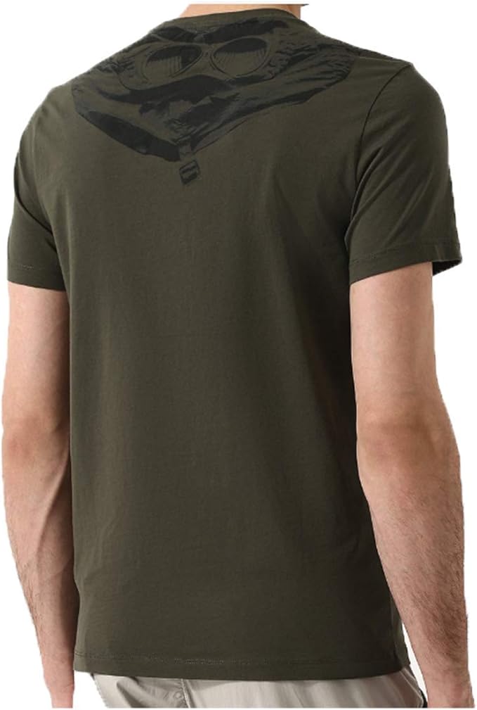 C.P. Company Re-Colour Goggle Hood Back Mako Jersey tee Black Coffee