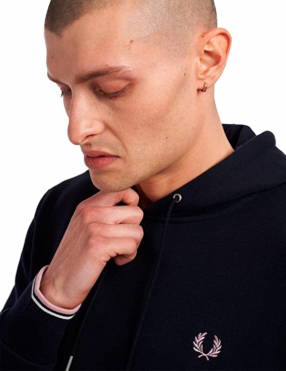 Fred Perry Tipped Hooded Sweatshirt Navy