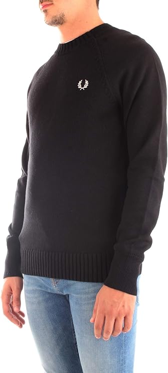 Fred Perry Contrast Texture Crew Neck Jumper Black