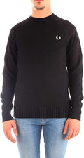 Fred Perry Contrast Texture Crew Neck Jumper Black