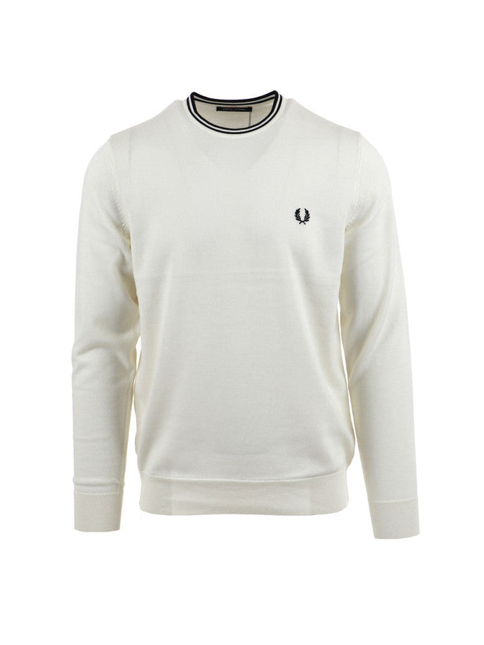 Fred Perry Classic Crew Neck Jumper Snow White / Black