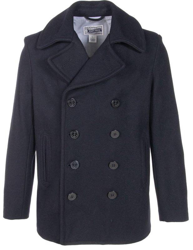 Schott NYC Slim Fit Peacoat Made In USA Navy