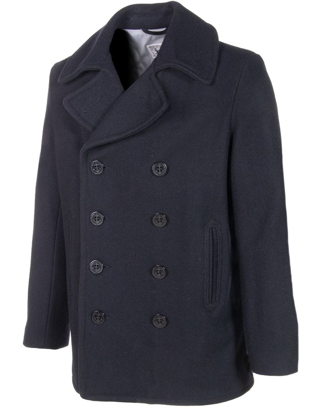 Schott NYC Slim Fit Peacoat Made In USA Navy
