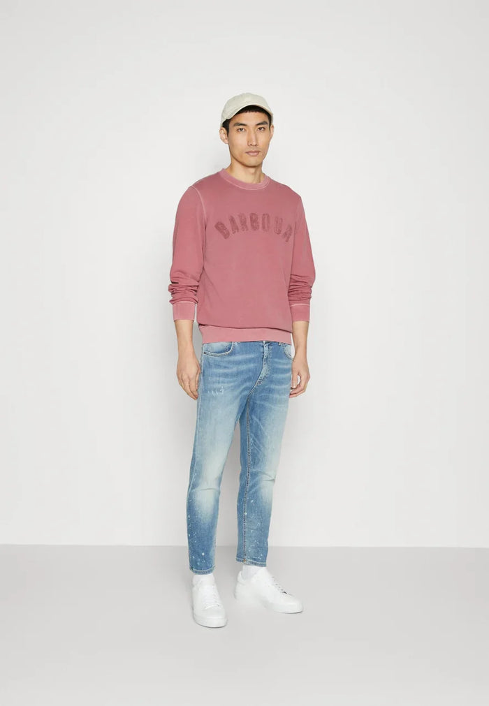 Barbour Washed Prep Logo Crew Neck Faded Pink