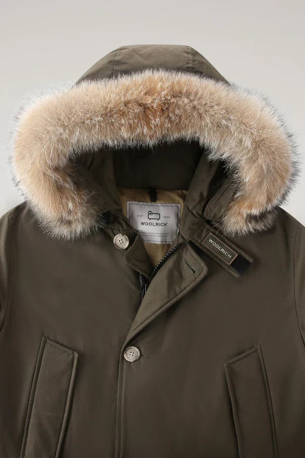Woolrich Arctic Parka in Ramar with Detachable Fur Trim Dark Green
