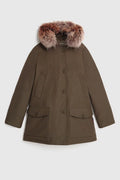 Woolrich Woman Arctic Parka in Ramar with Detachable Fur Trim Dark Green