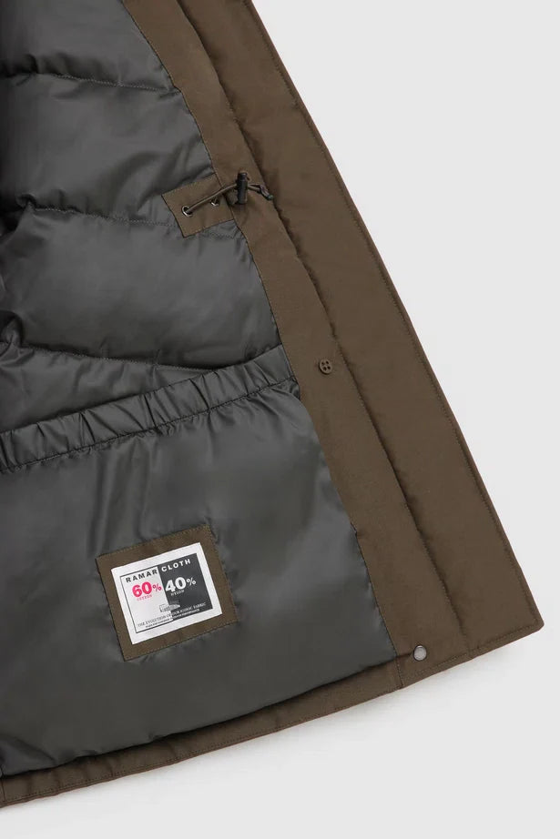 Woolrich Woman Arctic Parka in Ramar with Detachable Fur Trim Dark Green
