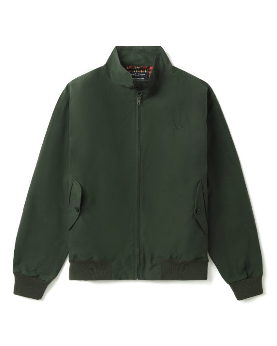 Fred Perry Made In England Waxed Harrington Jacket Night Green
