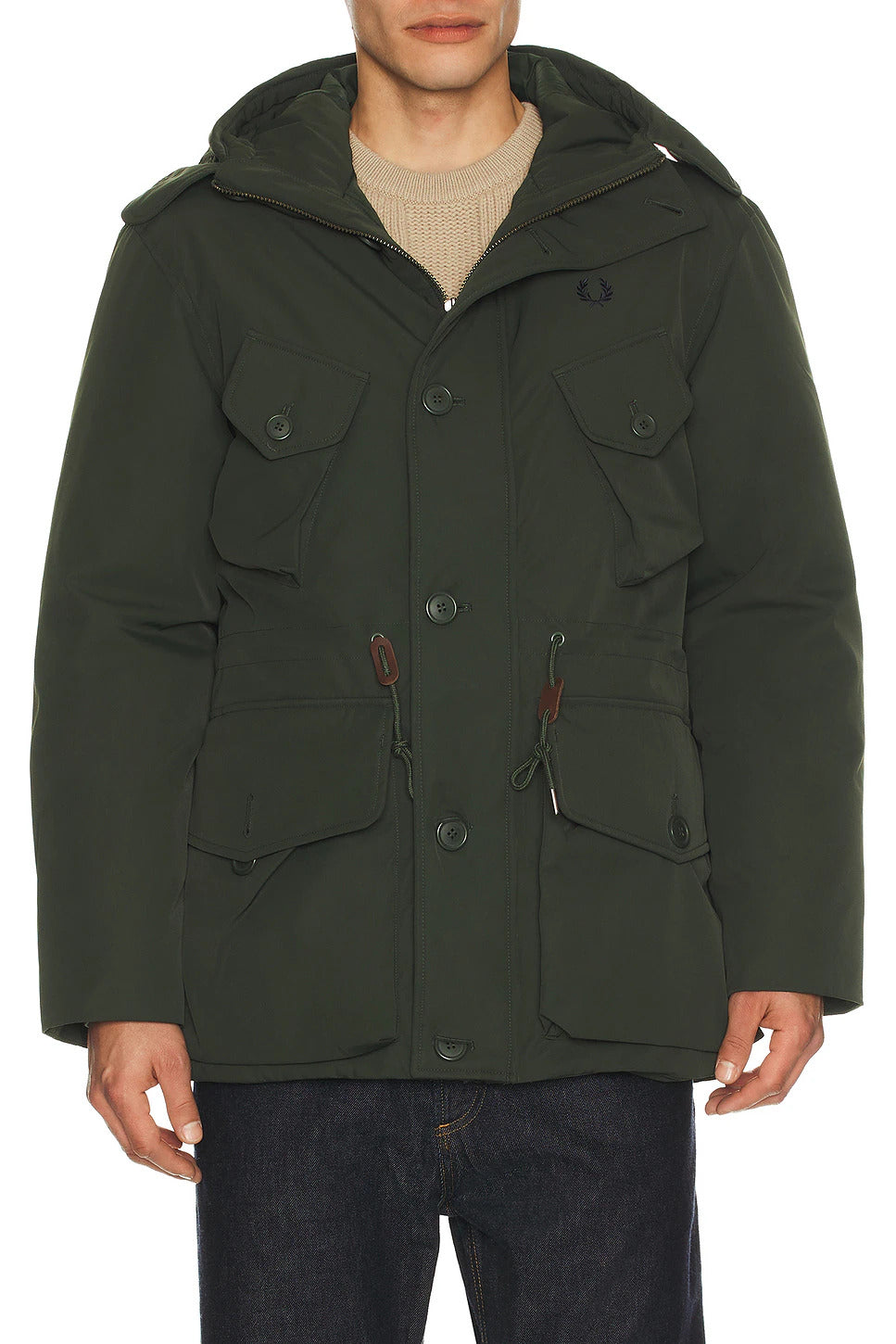 Fred Perry Patch Pocket Puffer Jacket Green
