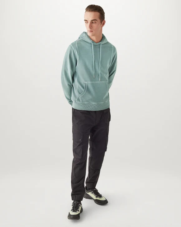 Belstaff Gauge Hoodie Garment Dye Lightweight Fleece Steel Green