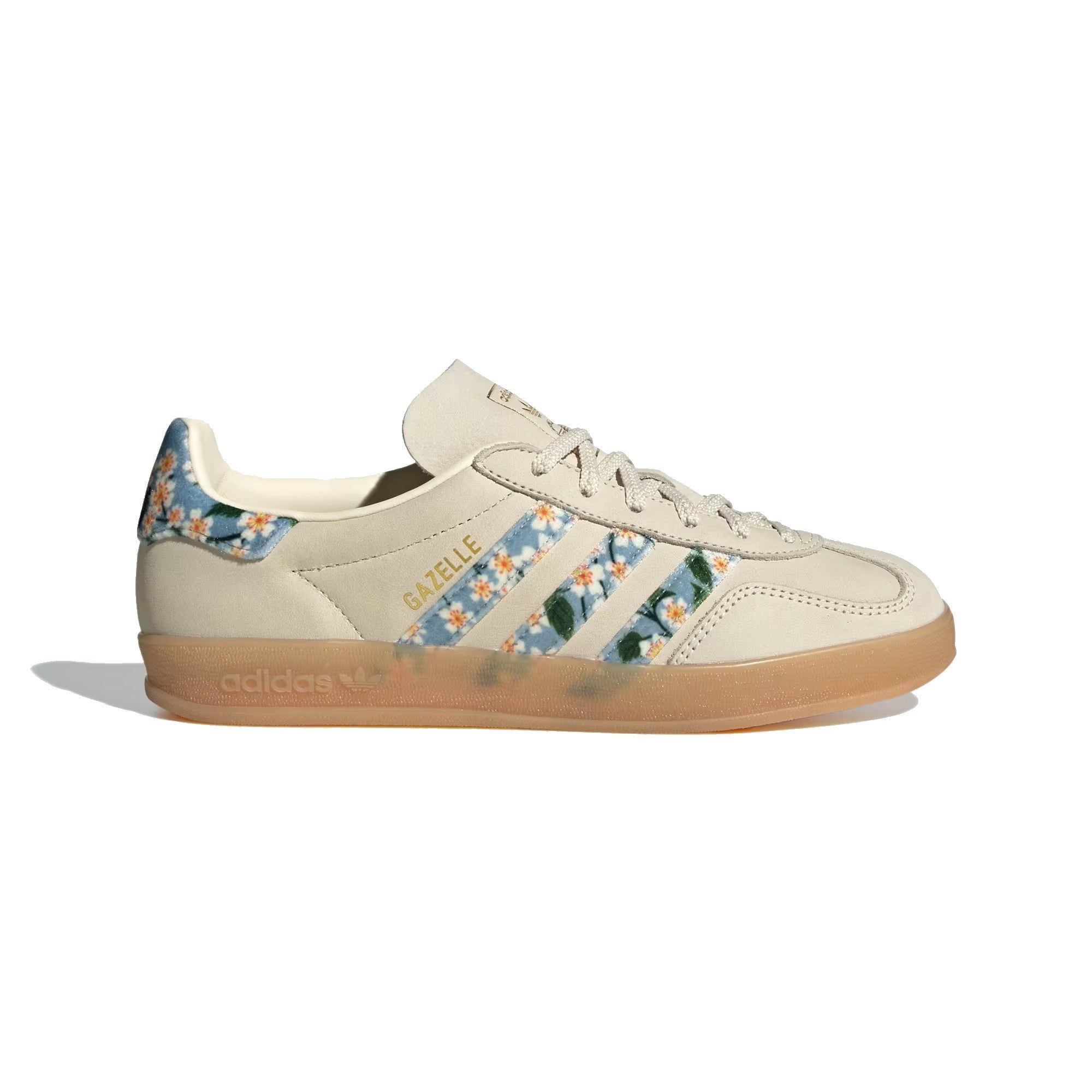 Adidas Gazelle Indoor Woman X Liberty London Shoes Cream White / Gold Metallic / Tactile Blue