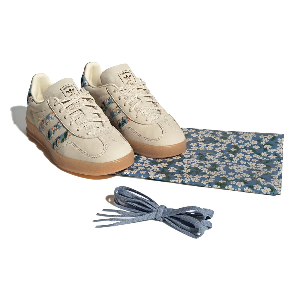 Adidas Gazelle Indoor Woman X Liberty London Shoes Cream White / Gold Metallic / Tactile Blue