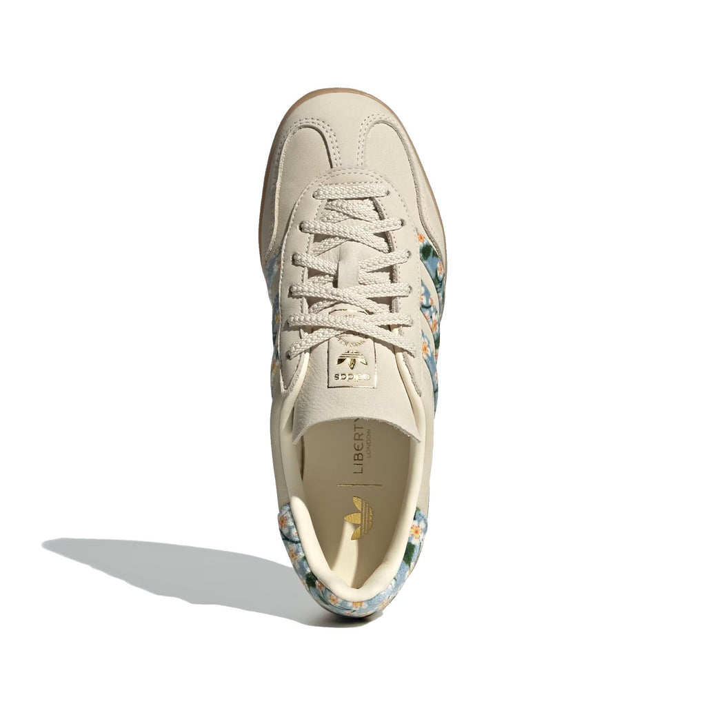 Adidas Gazelle Indoor Woman X Liberty London Shoes Cream White / Gold Metallic / Tactile Blue