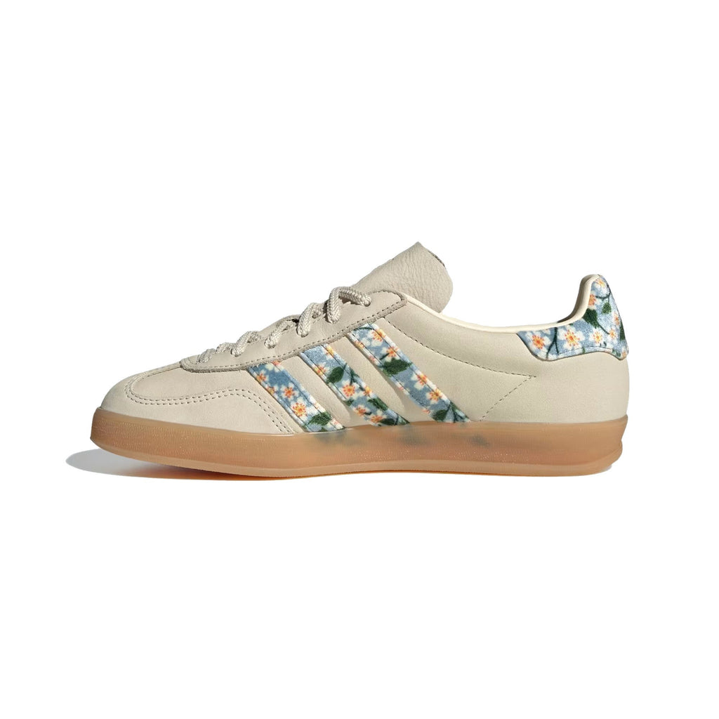 Adidas Gazelle Indoor Woman X Liberty London Shoes Cream White / Gold Metallic / Tactile Blue