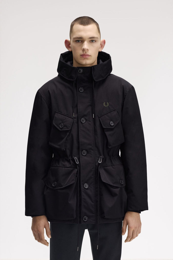 Fred Perry Patch Pocket Puffer Jacket Black